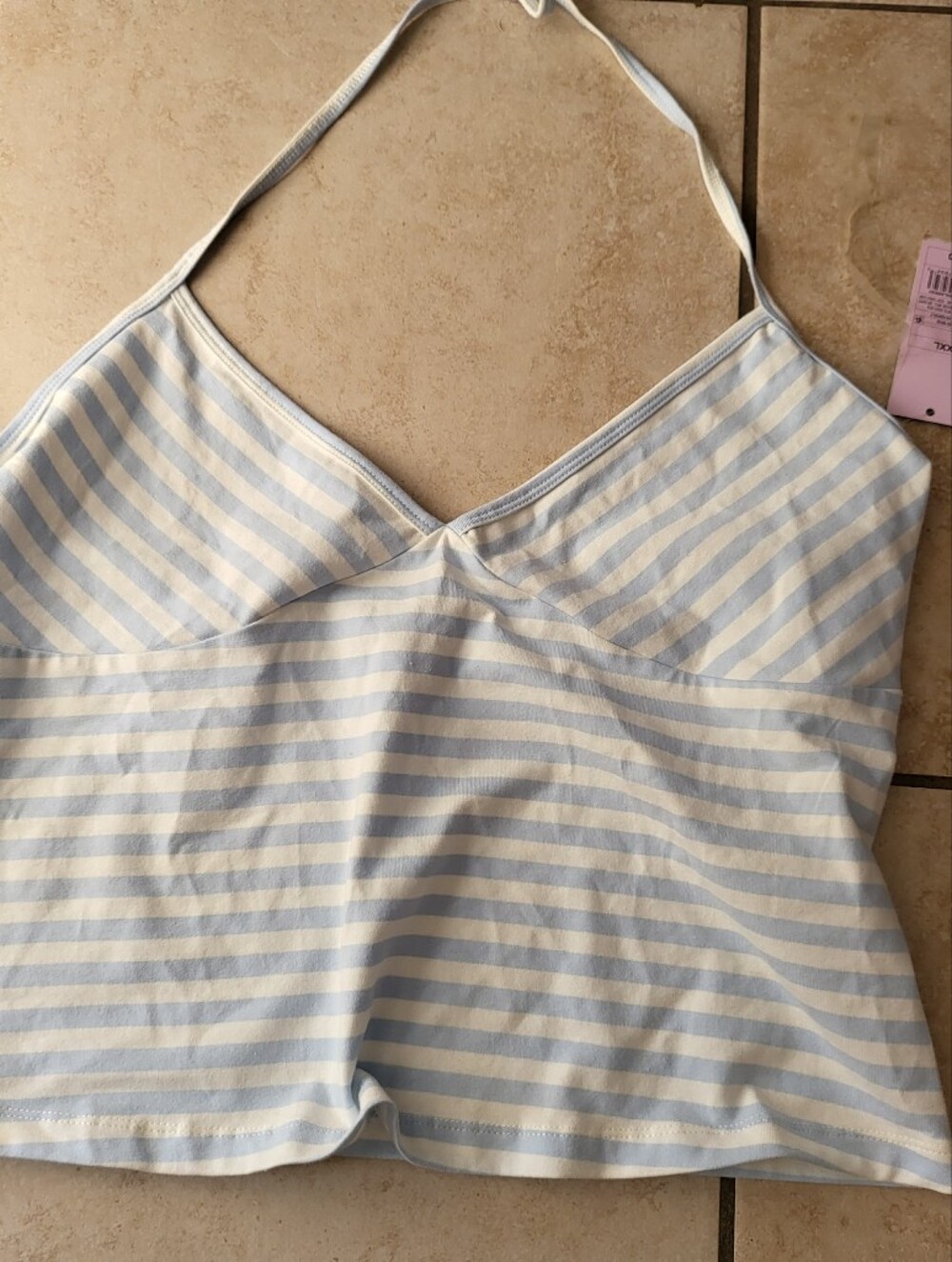 Wild Fable Sky Blue White Stripe Halter Crop Top XXL